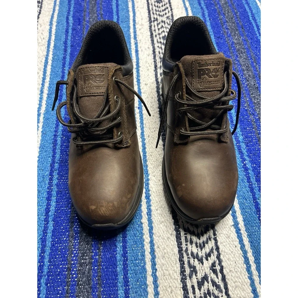 Timberland PRO Men's 9.5 Wide Brown Leather Work Shoes A1VZY Anti-Fatigue